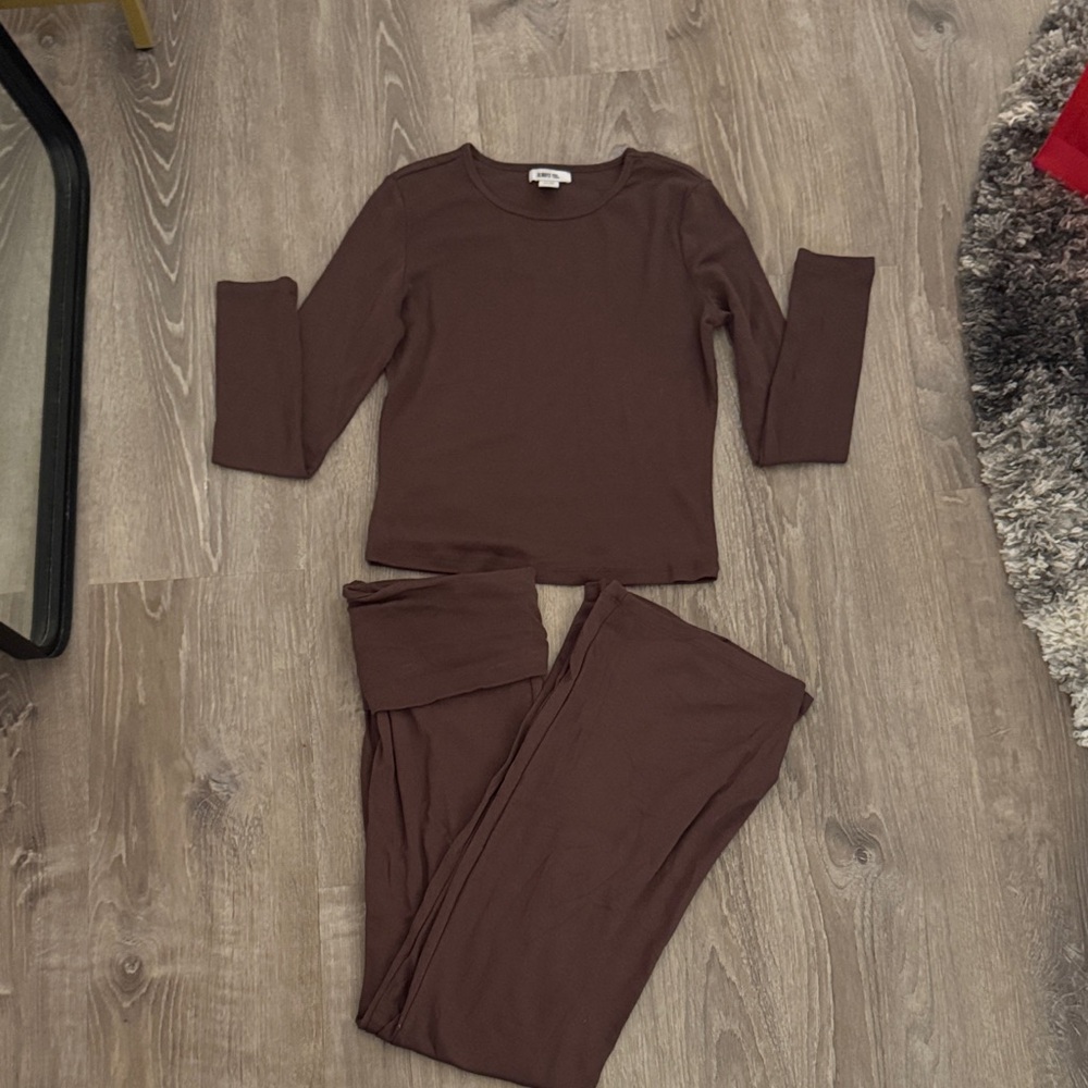 Always Brown Fold Over Pants Set